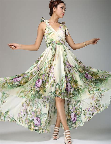 Items Similar To Flower Chiffon Wedding Prom Dress Maxi Dress Print Dress On Etsy