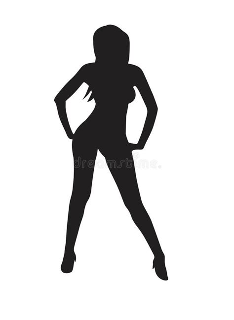 Naked Girl With High Heels Silhouette Posing For A Photo Vector Graphic Stock Vector