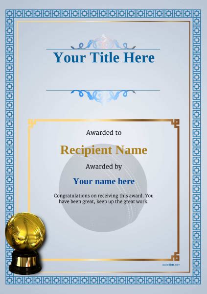 Thanks for visiting my blog, article above(blue falcon award certificate template) published by lucy at september, 23 2018. Free Cricket Certificate templates - Add Printable Badges ...