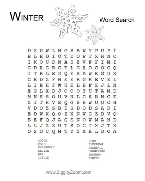 Winter Word Search Worksheet Winter Words Winter Word
