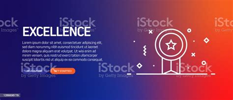 Excellence Related Banner Design With Icons Stock Illustration