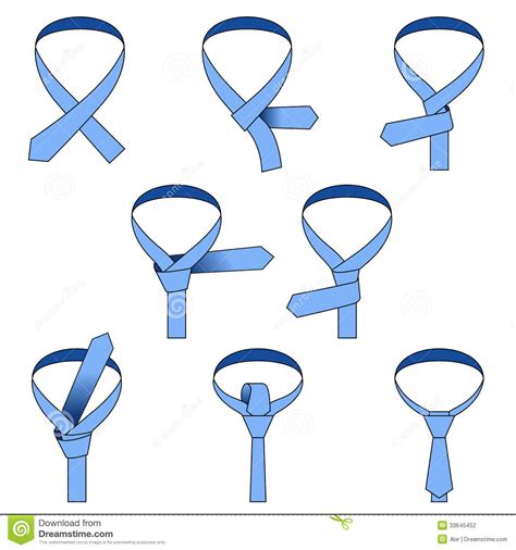 Tighten the knot by tugging gently on the wide end. Tie - Double Simple Knot (Instruction) Stock Vector ...