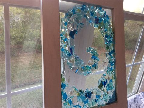 Recycled Mosaic Ocean Window Sea Glass Crafts Broken Glass Art Sea Glass Art
