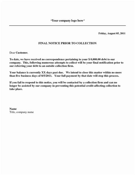 Medical Collection Letter Final Notice
