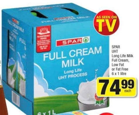 Spar Full Cream Milk 6 X 1 Liter Offer At Spar