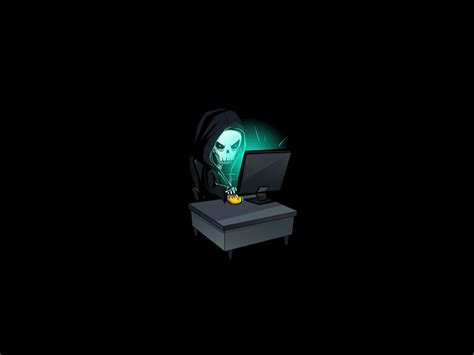 Desktop Wallpaper Skull In Hood Hacking Time Minimal Hd Image