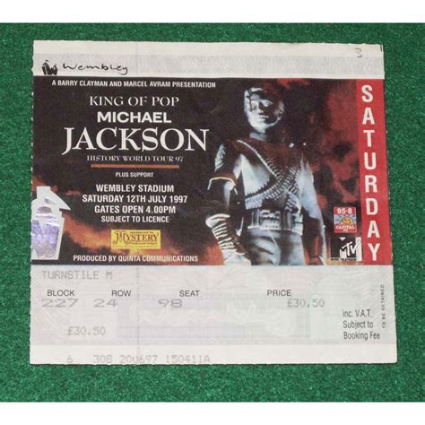 Michael Jackson History World Tour 97 Wembley 97 Ticket