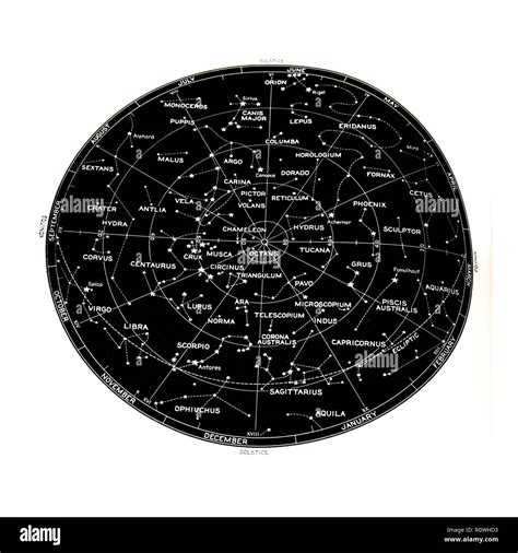 Southern Hemisphere Stars And Constellation Sky Map Stock Photo Alamy