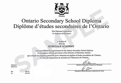 Ontario Secondary School Diploma Ossd Rosedale