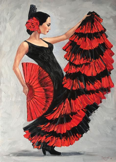 Flamenco Dancer With A Fan By Irina Redine Paintings For Sale