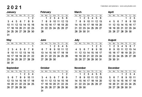 2021 Calendar Printable Calendar Printables Free Blank