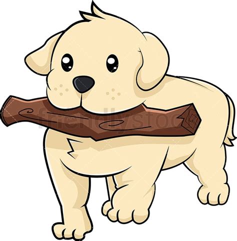 Labrador Puppy Playing Fetch Cartoon Vector Clipart Friendlystock