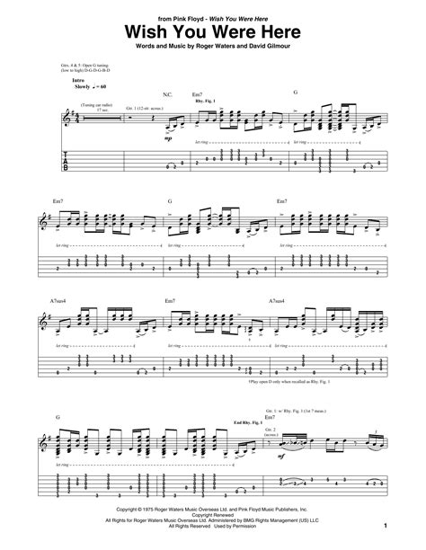 Wish You Were Here By Pink Floyd Guitar Tab Guitar Instructor