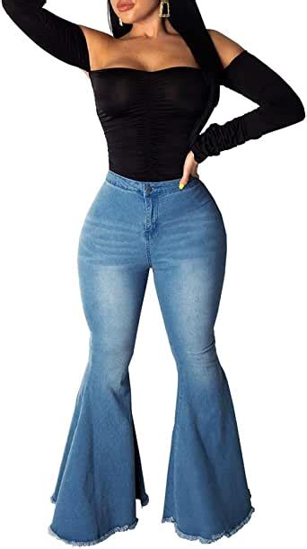 Lookvv Women Butt Lift High Wide Waist Stretch Jeans Classic Flare Bell