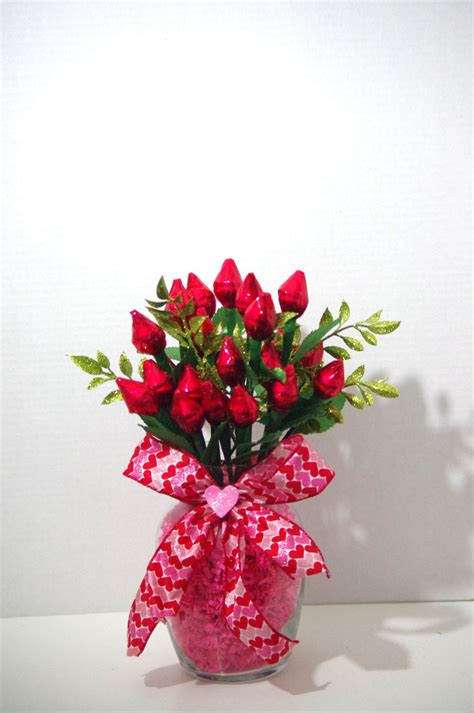 Valentines Day Red Hershey Kiss Roses Two Dozen Valentines Candy