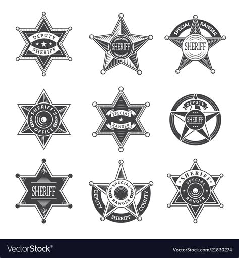 Sheriff Stars Badges Western Star Texas Royalty Free Vector