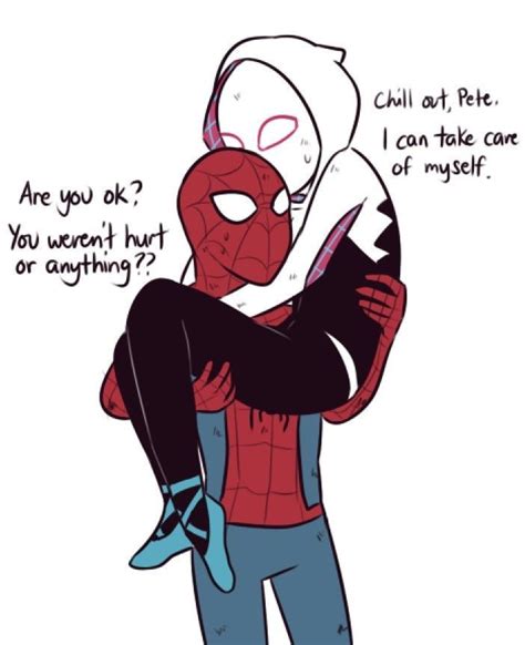 Spider Man Hugging Another Person With The Caption That Says Are You