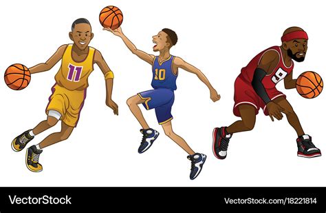 Cartoon Basketball Players In Set Royalty Free Vector Image