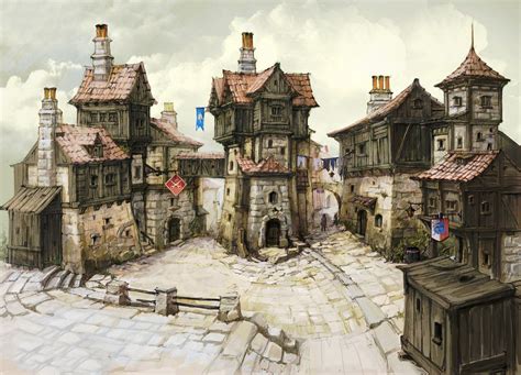 Town Picture 2d Medieval Architecture Digital Art Gallery