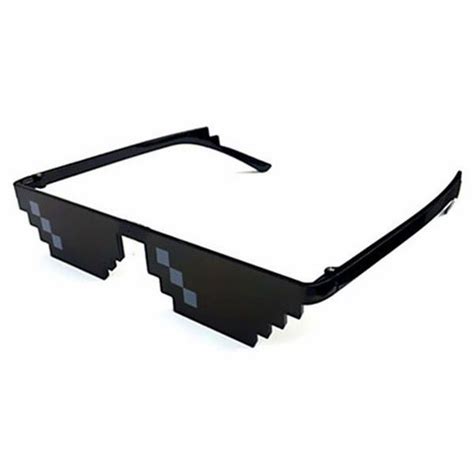 Deal With It Glasses Thug Life Pixel 8 Bit Sunglasses Black Womens Glasses Oval Sunglasses
