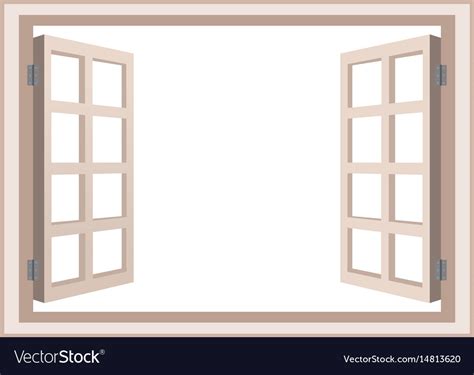 Open Window Frame Wooden Design Royalty Free Vector Image