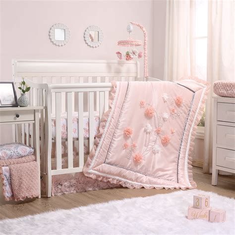 The Peanutshell Brianna Floral Crib 3 Pc Bedding Set For Baby Girls