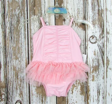 New Girls Old Navy Pink Ruched Ruffled Tutu One Piece Swimsuit Size 0 3