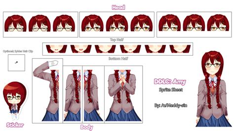 Amy Sprite Sheet For Those Who Wanted It Ddlc Sprite Character