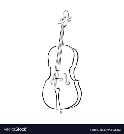 Line Art Cello Musical Instrument Royalty Free Vector Image
