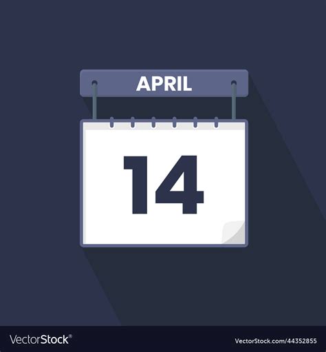 14th April Calendar Icon April 14 Calendar Date Vector Image