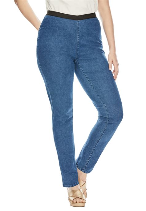 Jessica London Jessica London Womens Plus Size Tall Straight Leg Stretch Denim Jeggings Jeans
