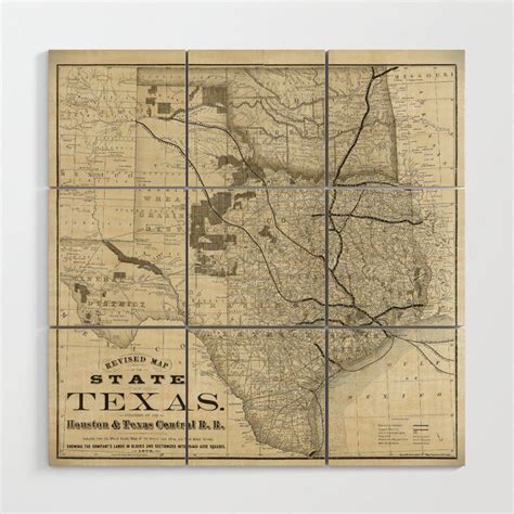Old Map Of Texas 1876 Vintage Wall Map Restoration Hardware Style Map