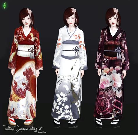 Mod The Sims Updatedtraditional Japanese Clothing Set