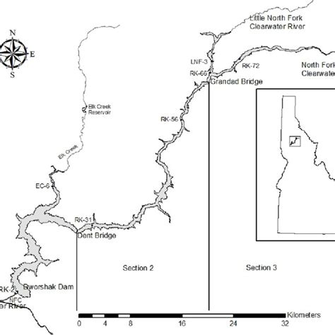 Map Of The North Fork Clearwater River Immediately Above Dworshak