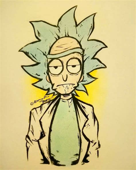 Rick Sanchez From Rick And Morty Art Piece By Rigbonedraws