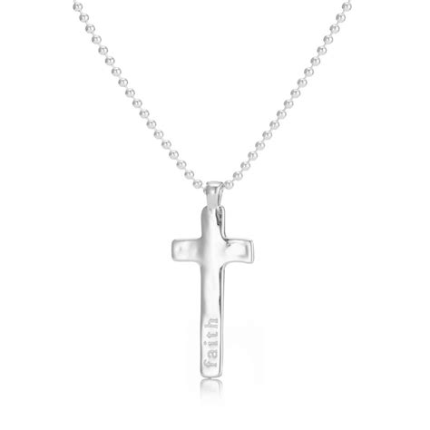 Mens Large Engraved Silver Cross Necklace By Under The Rose