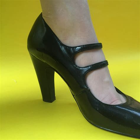 Vintage Black Patent Leather Mary Jane Heels Women S Size 8 5 Vintage Mary Janes Vintage