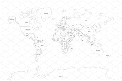Simplified Smooth Border World Map Illustrations Creative Market