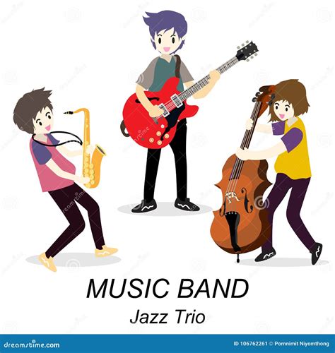 Acoustic Trio Background Cartoon Vector 13472659