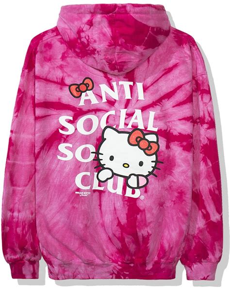 Anti Social Social Club X Hello Kitty Hoodie Fw19 Red Tie Dye Fw19