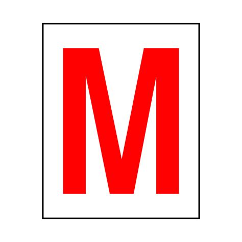 Letter M Sticker Red Safety Uk
