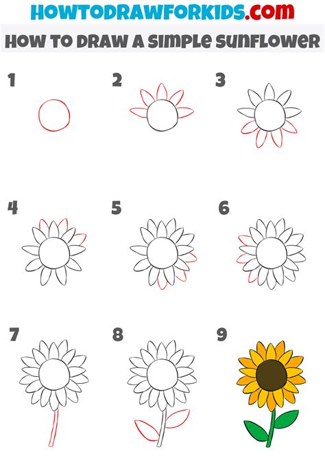 How To Draw A Simple Sunflower Easy Drawing Tutorial For Kids