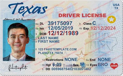 Texas Driver License Template High Quality template