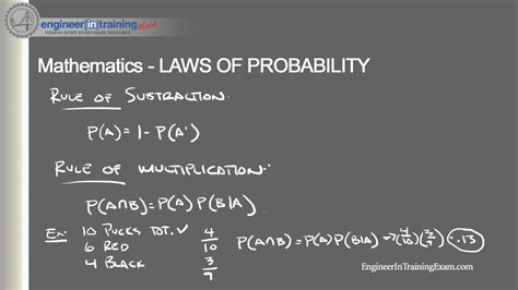 For example, the speed limits imposed upon drivers that prescribe how fast we should drive. Laws of Probability -- Fundamentals of Engineering FE EIT ...