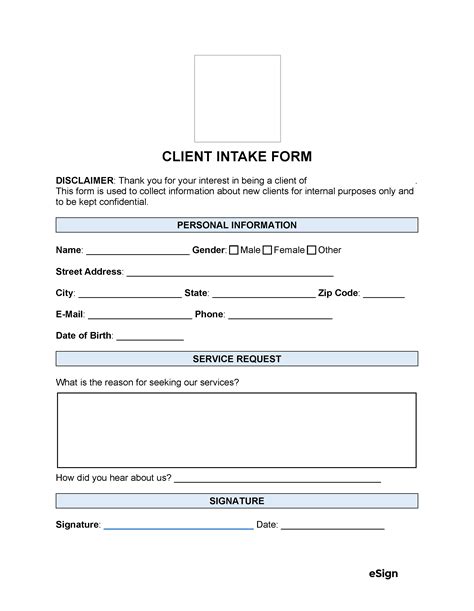 Free Client Intake Forms Pdf Word