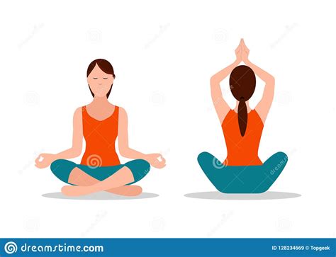 Lotus And Sit Down Pose Set Vector Illustration Stock