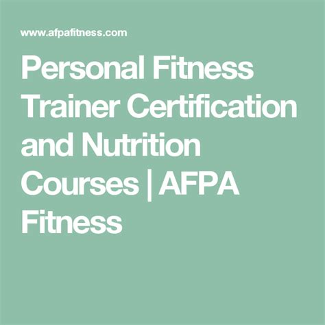 Personal Fitness Trainer Certification And Nutrition Courses Afpa