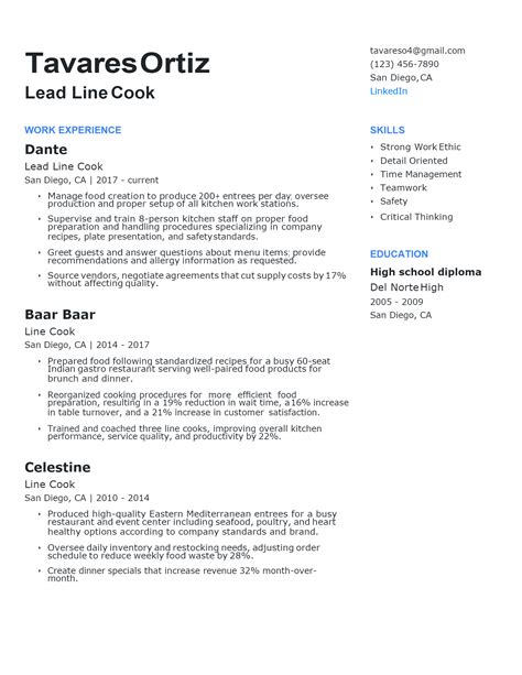 Download Free Lead Line Cook Resume Docx Word Template On