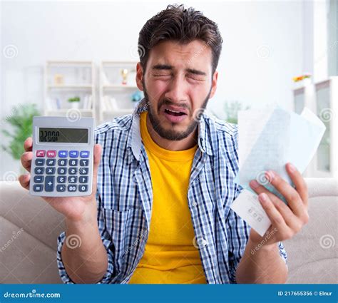 Man Angry At Bills He Needs To Pay Stock Photo Image Of Husband