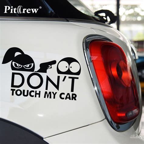 1pc 15 7cm don t touch my car funny car stickers reflective vinyl car styling pitrew with